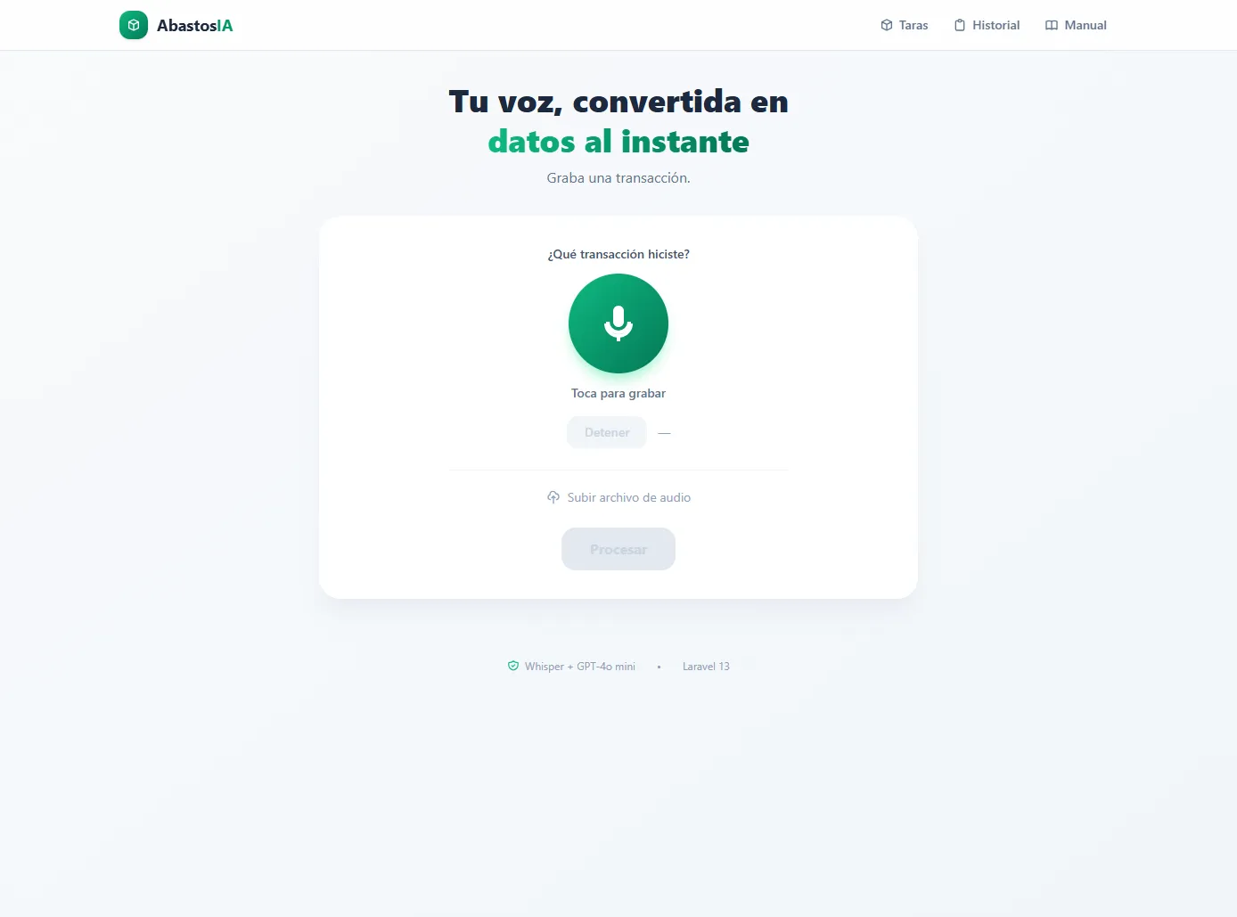 Abastos IA: Plataforma de Voz a Datos para Gestión Comercial y Control de Taras